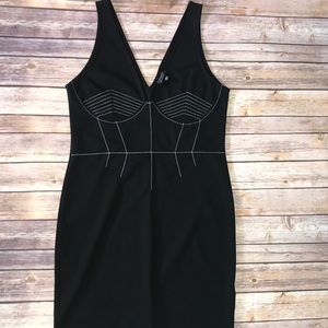 Topshop Sexy Contrast Stitch Mini Bodycon Dress